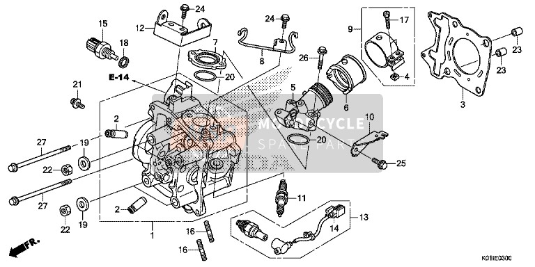 Honda SH125AS 2014 Testata per un 2014 Honda SH125AS